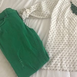 LC Lauren Conrad Distressed Green Denim